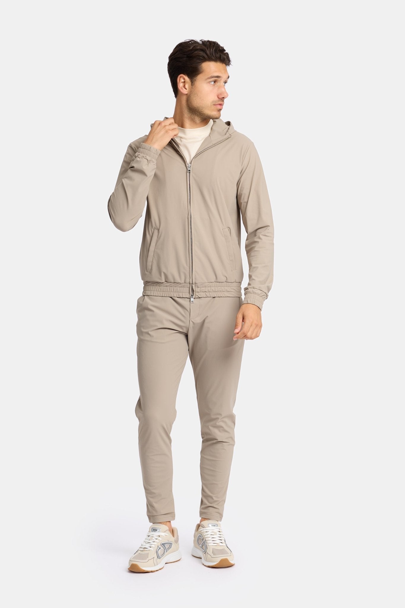 Light Beige Hooded Tech Vest