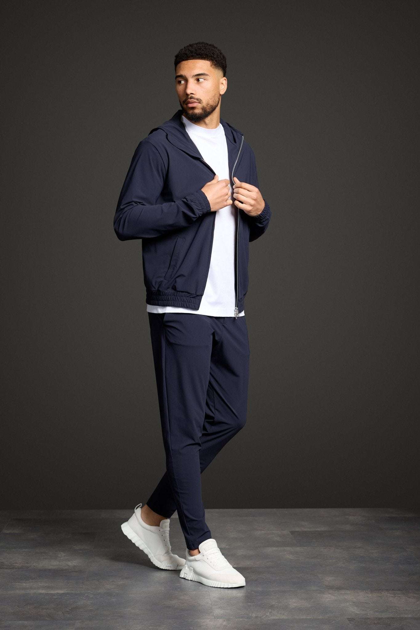 Midnight Blue Hooded Tech Suit